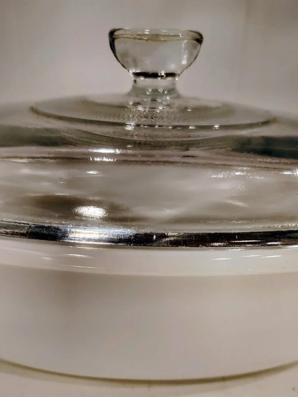Vintage Glasbake Casserole Dish w/ Lid, 1 QT, Milk Glass